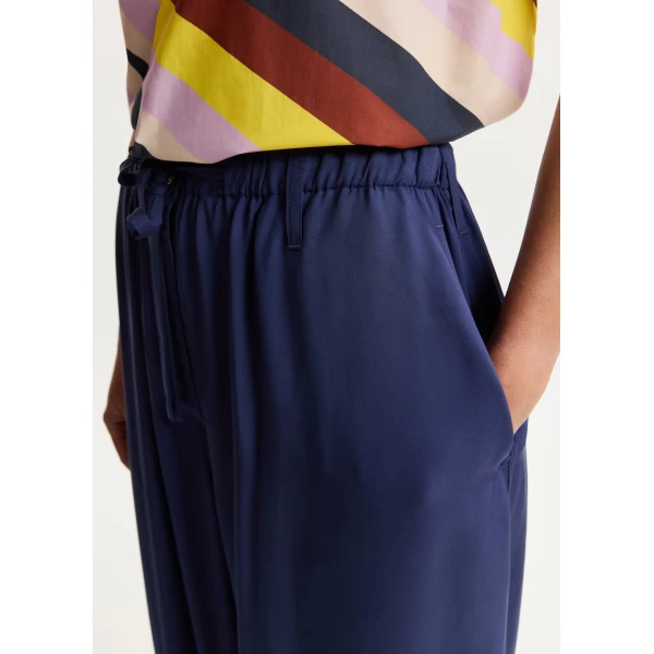 Essentiel Antwerp Dark blue relaxed-fit pants with drawstring, view 5