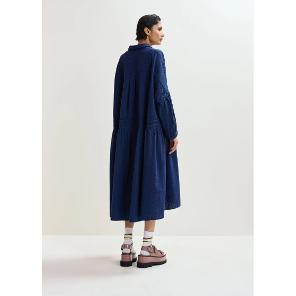 Essentiel Antwerp Dark blue shirt dress with pleated waist, view 6