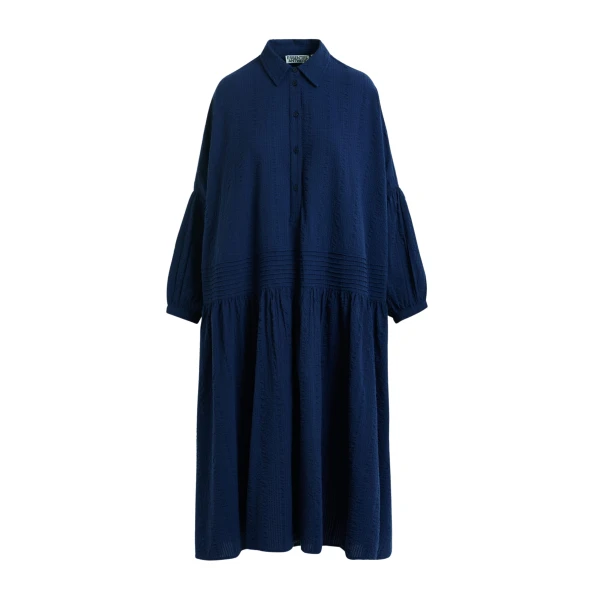 Essentiel Antwerp Dark blue shirt dress with pleated waist