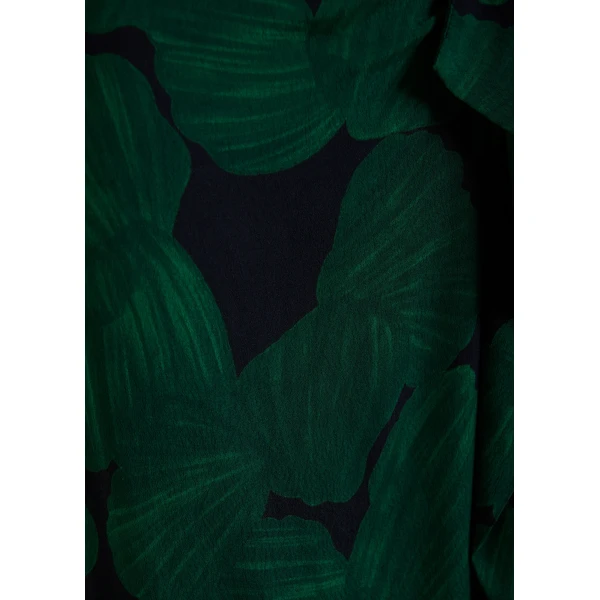 Essentiel Antwerp Dark green and black draped midi skirt with tropical print, view 6
