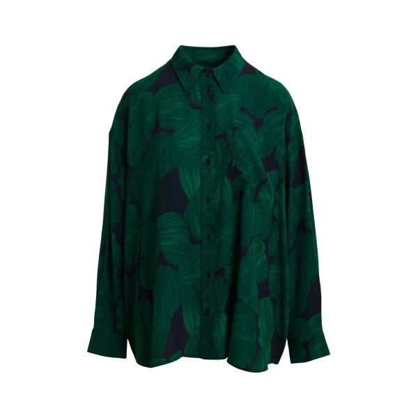 Essentiel Antwerp Dark green and black printed oversized shirt