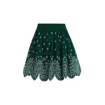 Essentiel Antwerp Dark green and white embroidered cotton skirt with scalloped hemline