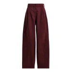 Essentiel Antwerp Dark red tapered cotton pants with twisted seams