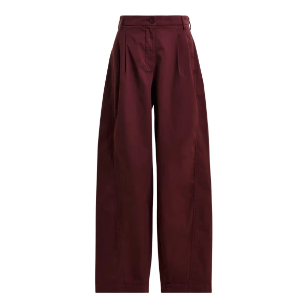 Essentiel Antwerp Dark red tapered cotton pants with twisted seams