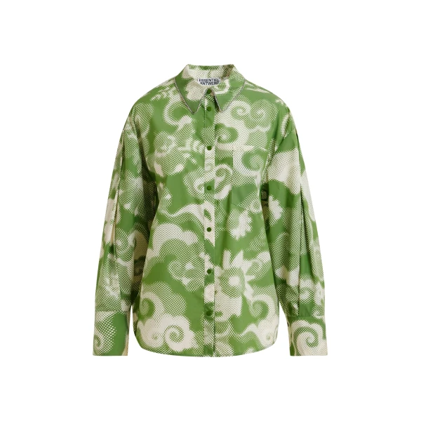 Essentiel Antwerp Green and cream floral-print oversized shirt