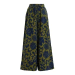 Essentiel Antwerp Green and dark blue wide-leg pants with contrast stitching