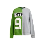 Essentiel Antwerp Green and grey split-panel appliquéd cotton sweatshirt Top