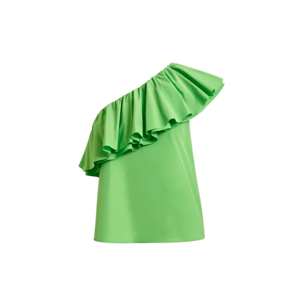 Essentiel Antwerp Green asymmetric ruffle top