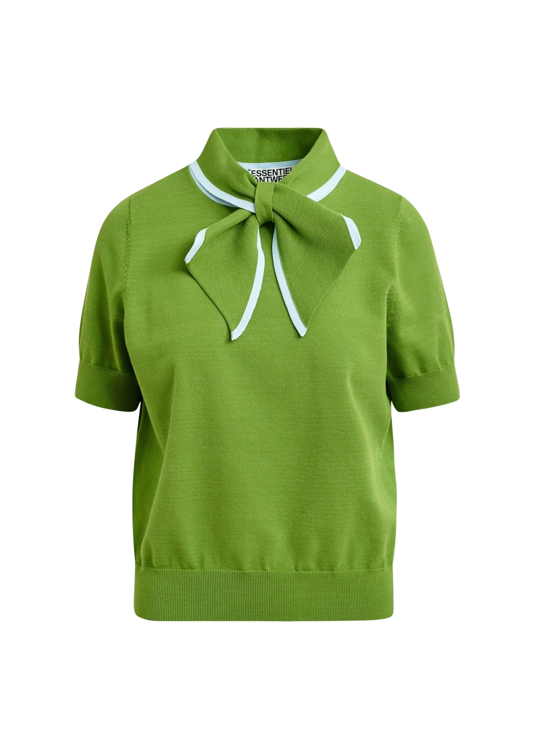 Essentiel-Antwerp-Green-fine-knit-polo-with-light-blue-scarf-like-contrast-collar-scaled80957_nobg Essentiel Antwerp Green fine-knit polo with light blue scarf-like contrast collar Top