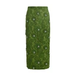 Essentiel Antwerp Green floral lace pencil skirt with rhinestone embellishments