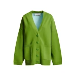 Essentiel Antwerp Green knit cardigan with tonal flower buttons