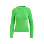 Essentiel Antwerp Green knitted sweater with floral embroideries