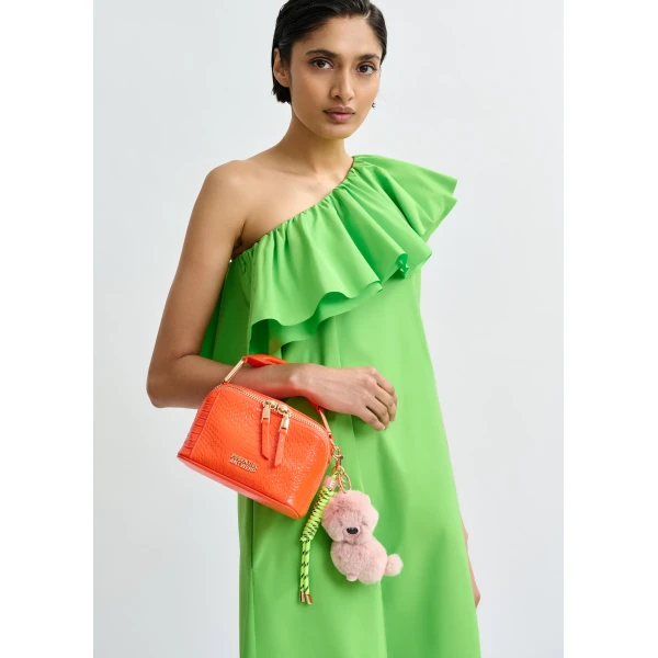 Essentiel Antwerp Green one-shoulder mini dress with ruffle details, view 6