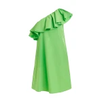 Essentiel Antwerp Green one-shoulder mini dress with ruffle details
