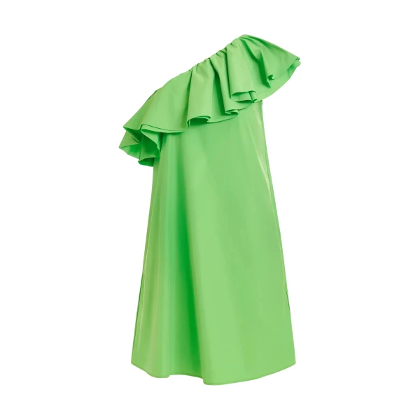 Essentiel Antwerp Green one-shoulder mini dress with ruffle details