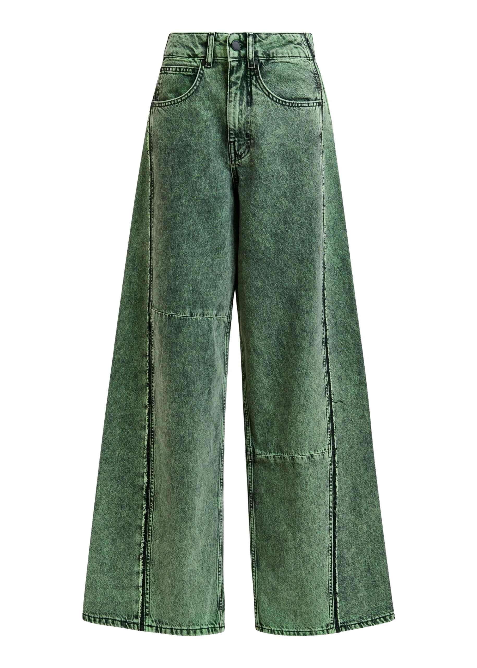 Essentiel Antwerp Green overdye wide-leg contrast panel jeans