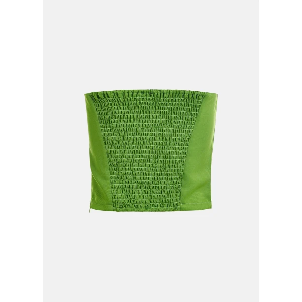 Essentiel Antwerp Green sculpted bustier top with smocked back, view 2