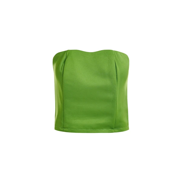 Essentiel Antwerp Green sculpted bustier top with smocked back
