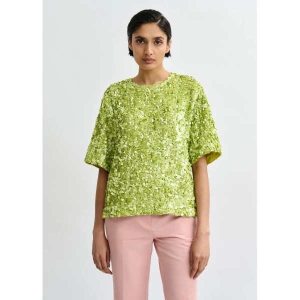 Essentiel Antwerp Green sequin-embellished top, view 3
