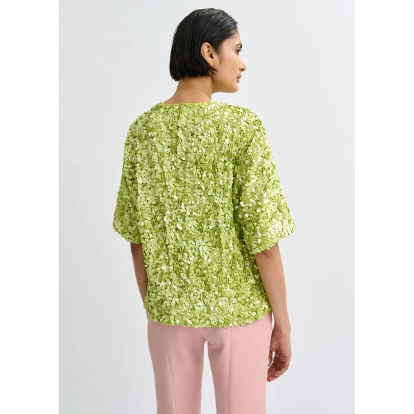Essentiel Antwerp Green sequin-embellished top, view 4