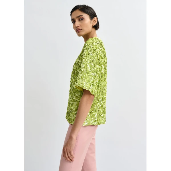 Essentiel Antwerp Green sequin-embellished top, view 5