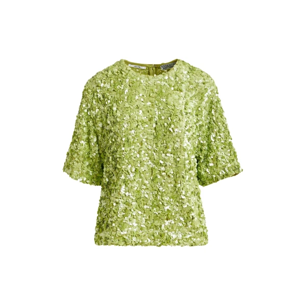 Essentiel Antwerp Green sequin-embellished top