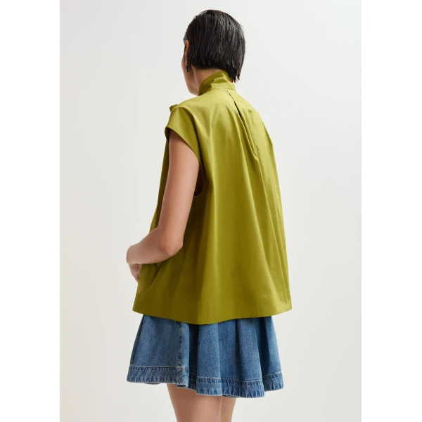 Essentiel Antwerp Green sleeveless top with tie neckline, view 5