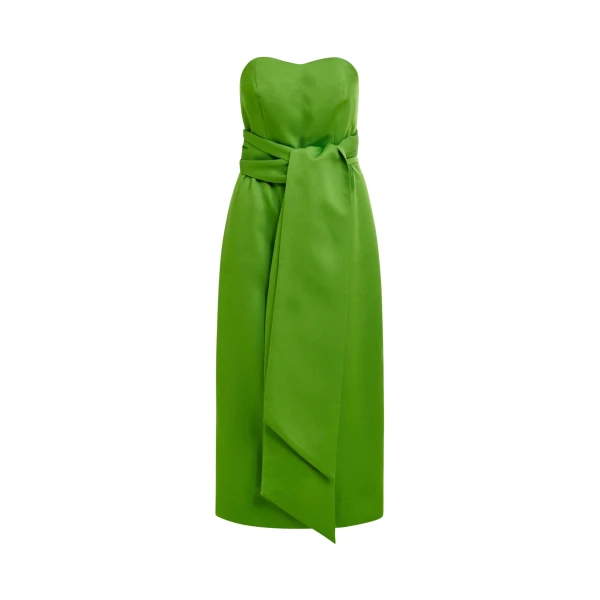 Essentiel Antwerp Green strapless midi dress with wrap-belt
