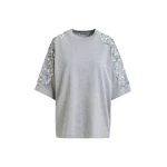 Essentiel Antwerp Grey cotton T-shirt with sequin and bead embellishments Top