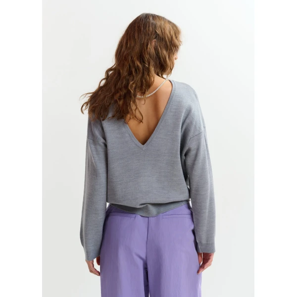 Essentiel Antwerp Grey sweater with rhinestone strings, view 4