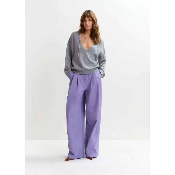 Essentiel Antwerp Grey sweater with rhinestone strings, view 5
