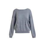 Essentiel Antwerp Grey sweater with rhinestone strings
