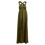 Essentiel Antwerp Khaki A-line halterneck maxi dress with crossover straps