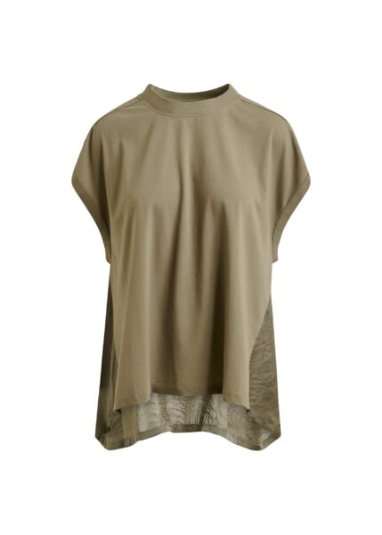 Khaki cap-sleeve organic cotton T-shirt