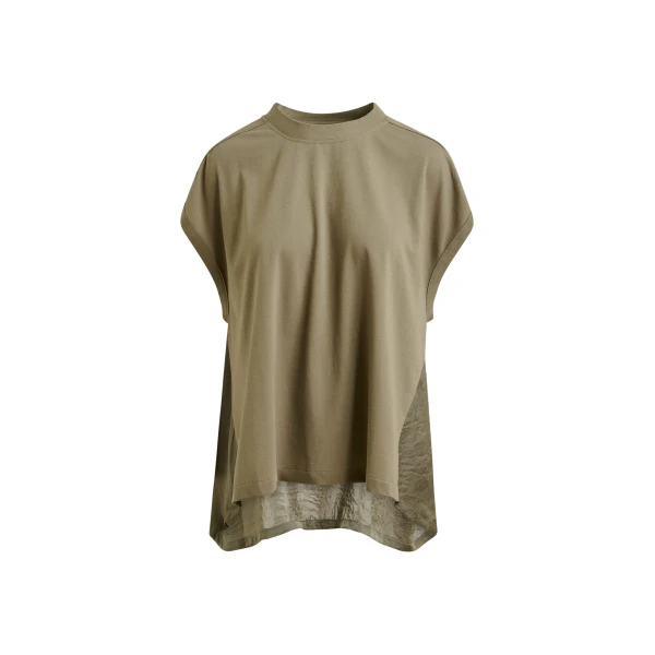 Essentiel Antwerp Khaki cap-sleeve organic cotton T-shirt Top