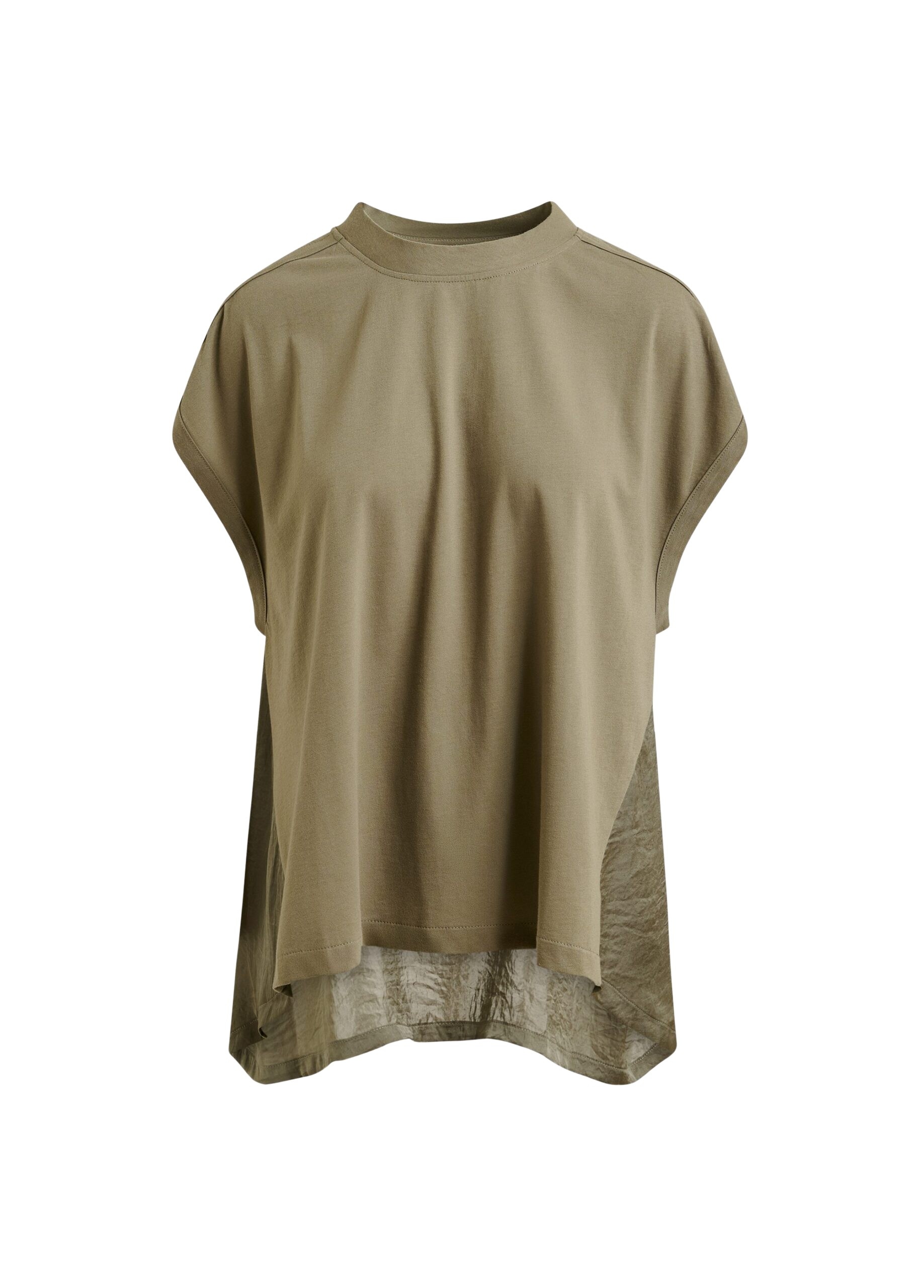 Khaki cap-sleeve organic cotton T-shirt