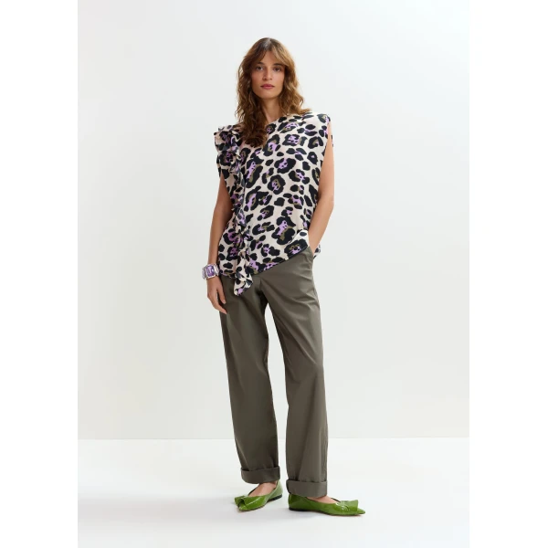 Essentiel Antwerp Khaki organic cotton-blend pants, view 3