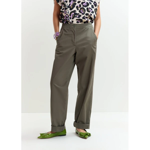 Essentiel Antwerp Khaki organic cotton-blend pants, view 4