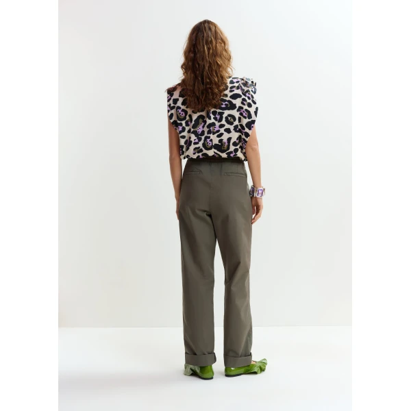 Essentiel Antwerp Khaki organic cotton-blend pants, view 6