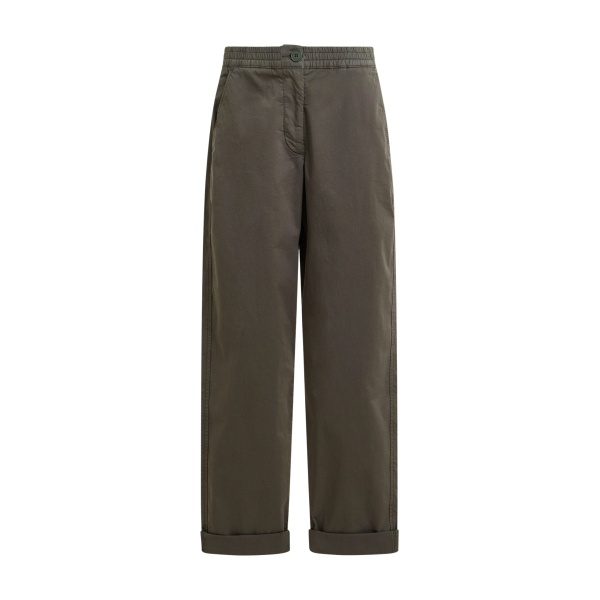 Khaki organic cotton-blend pants