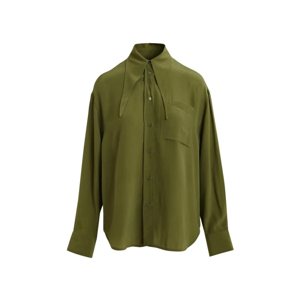 Essentiel Antwerp Khaki oversized tie-collar shirt
