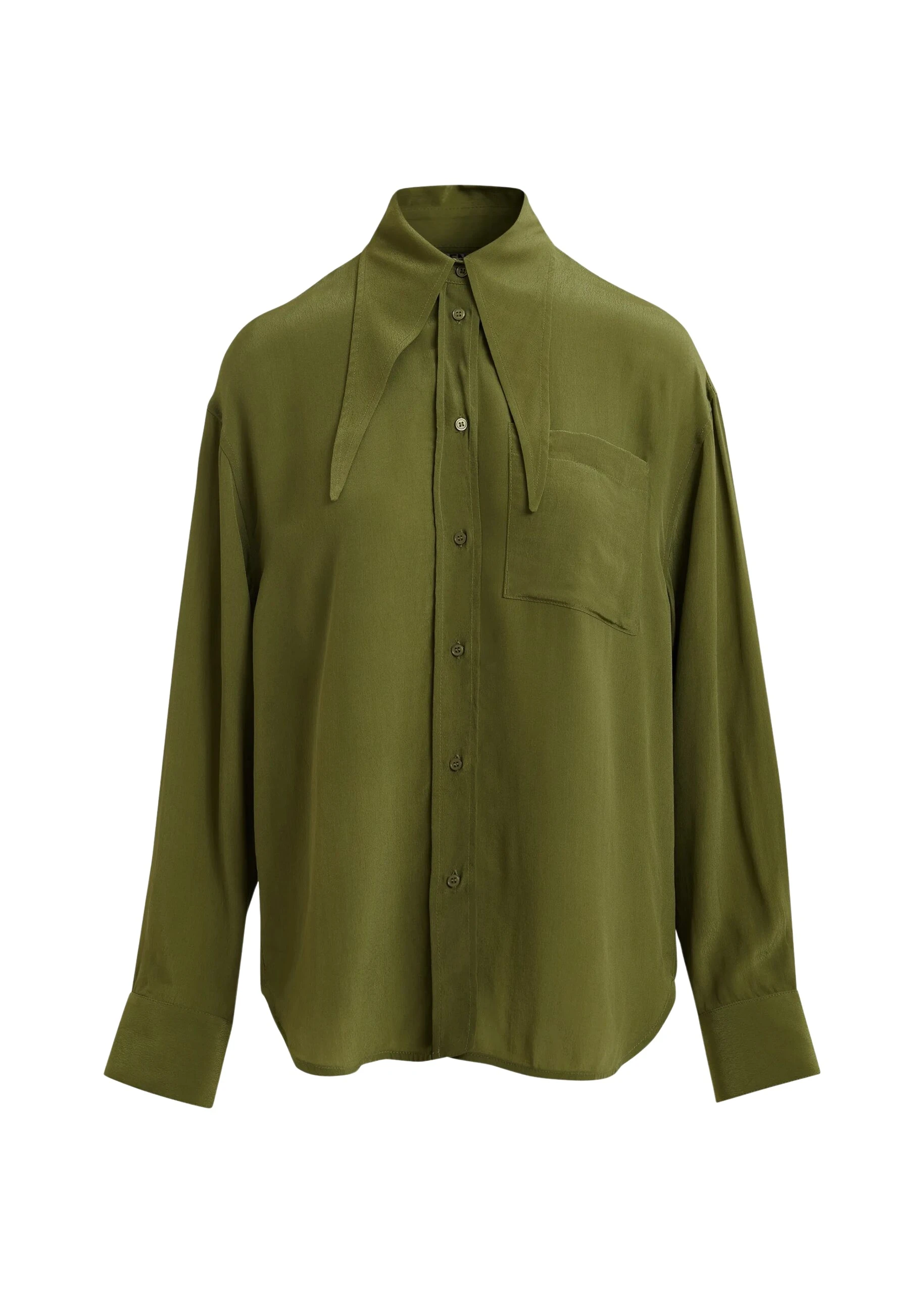 Essentiel Antwerp Khaki oversized tie-collar shirt