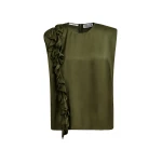 Essentiel Antwerp Khaki sleeveless top with ruffle detail