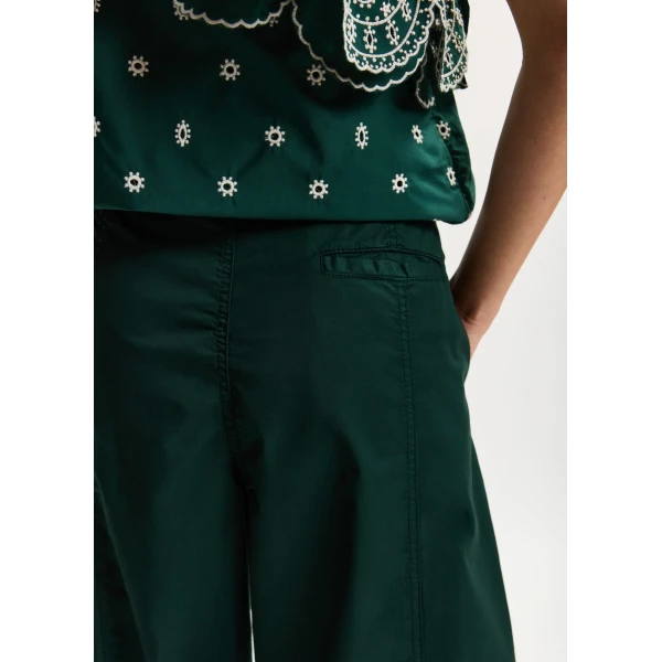 Essentiel Antwerp Khaki tapered cotton pants with twisted seams, view 4