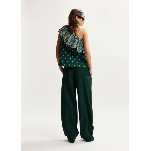 Essentiel Antwerp Khaki tapered cotton pants with twisted seams, view 5