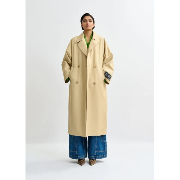 Essentiel Antwerp Light beige oversized trenchcoat Coat, view 2