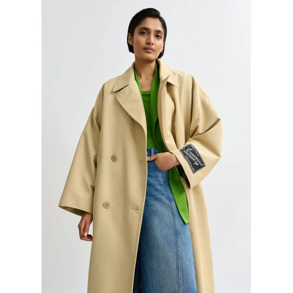 Essentiel Antwerp Light beige oversized trenchcoat Coat, view 5