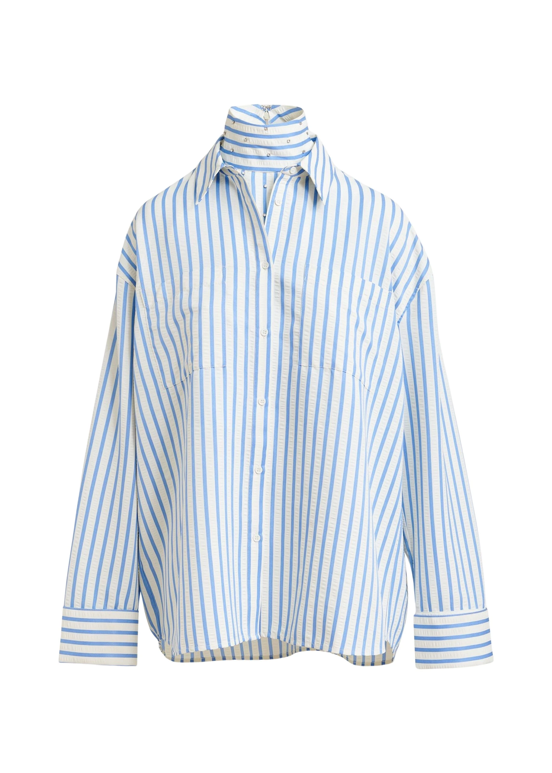 Essentiel-Antwerp-Light-blue-and-off-white-oversized-shirt-with-rhinestone-embellishments-and-layered-bib-scaled65654_nobg Essentiel Antwerp Light blue and off-white oversized shirt with rhinestone embellishments and layered bib