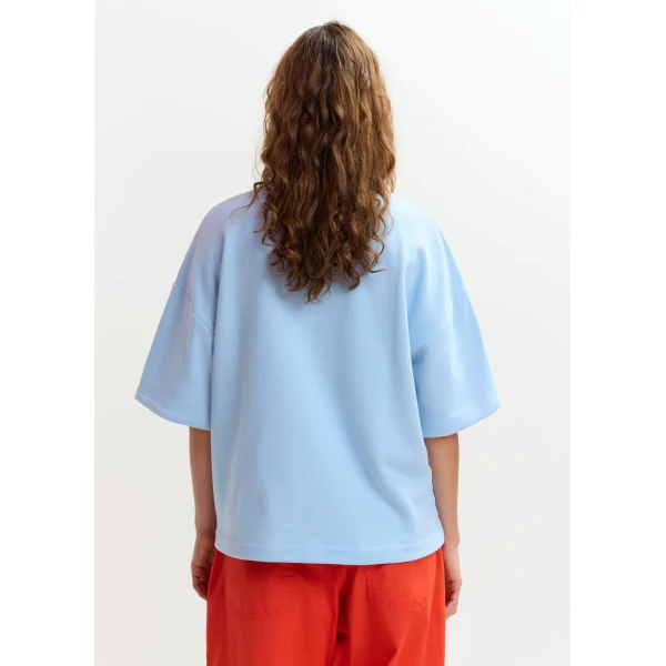 Essentiel Antwerp Light blue and orange floral lace-embellished sweatshirt Top, view 5