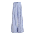 Essentiel Antwerp Light blue and white rhinestone-embellished striped wide-leg pants